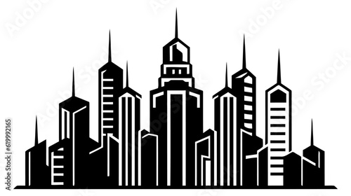 Black vector city silhouette with. Vector Illustration