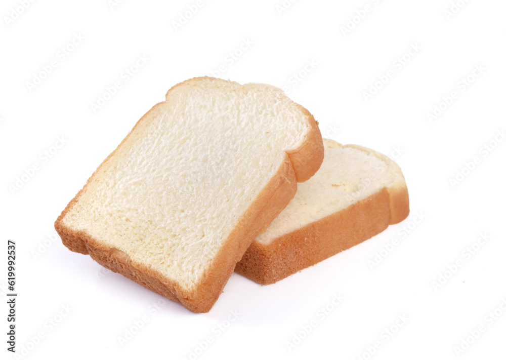 Piece of white bread on white background