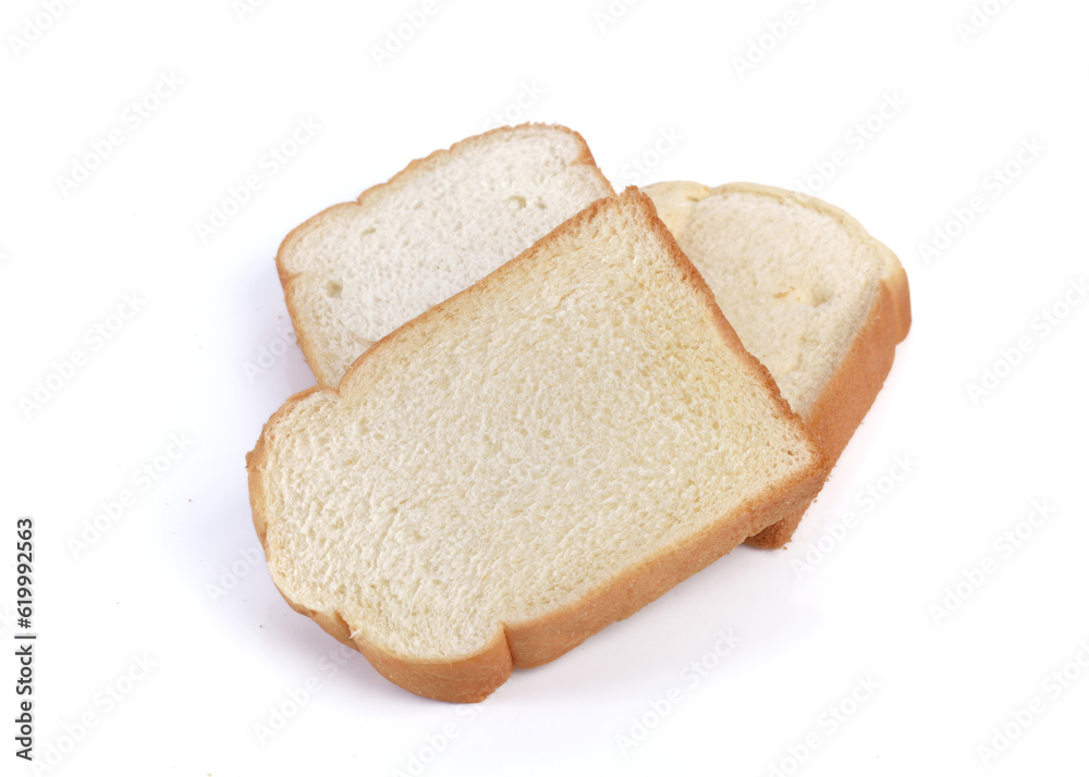 Piece of white bread on white background