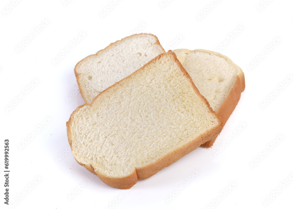 Piece of white bread on white background Piece of white bread on white background
