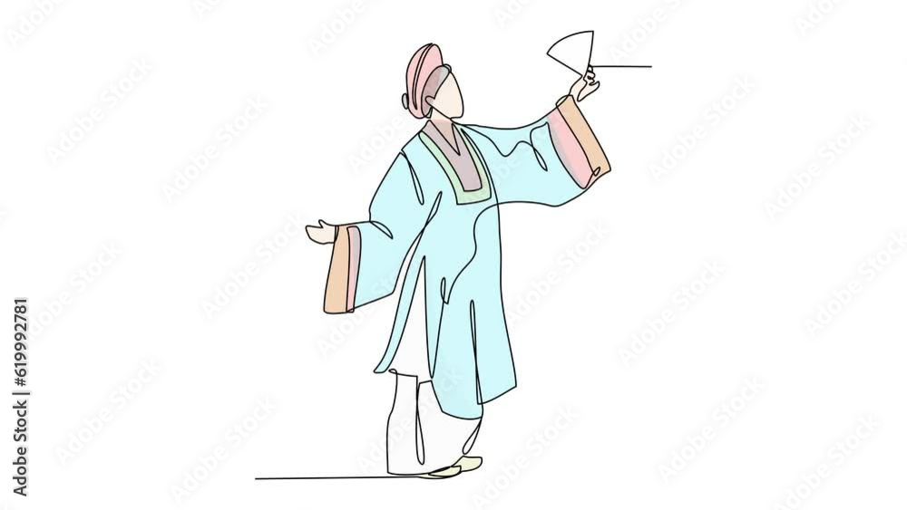 Animated self drawing of people using the traditional clothes. Asian traditional clothes concept illustration in simple linear animation. Traditional Fashion design with full length animation. Animated self drawing of people using the traditional clothes. Asian traditional clothes concept illustration in simple linear animation. Traditional Fashion design with full length animation.