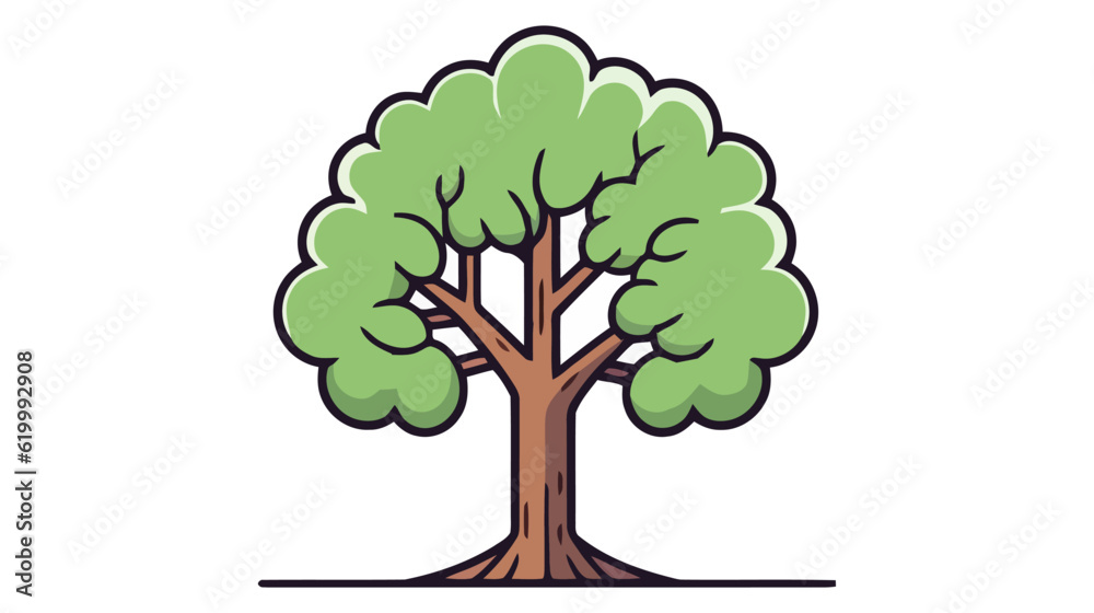 Fototapeta premium Simple tree vector icon, logo. Flat tree on white background