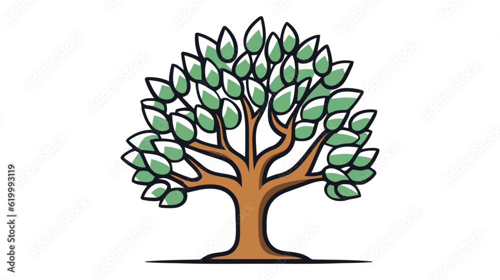 Naklejka premium Simple tree vector icon, logo. Flat tree on white background