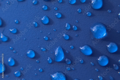 drops of water on a blue background 