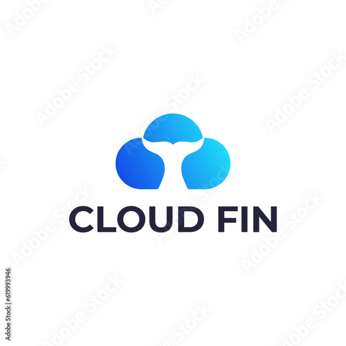Modern logo combination of fin and clouds. It is suitable for use for technology logos.