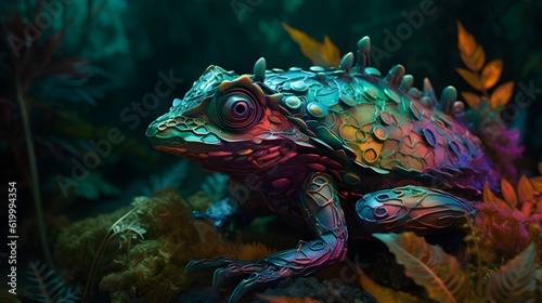 colorful chamaleon in the sea generative art
