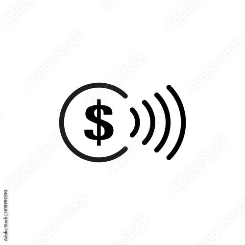 contactless payment icon, cashless pay, nfc. Vector illustration. stock image.