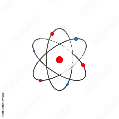 Atom, orbital electrons. Nuclear energy. Vector illustration. stock image.