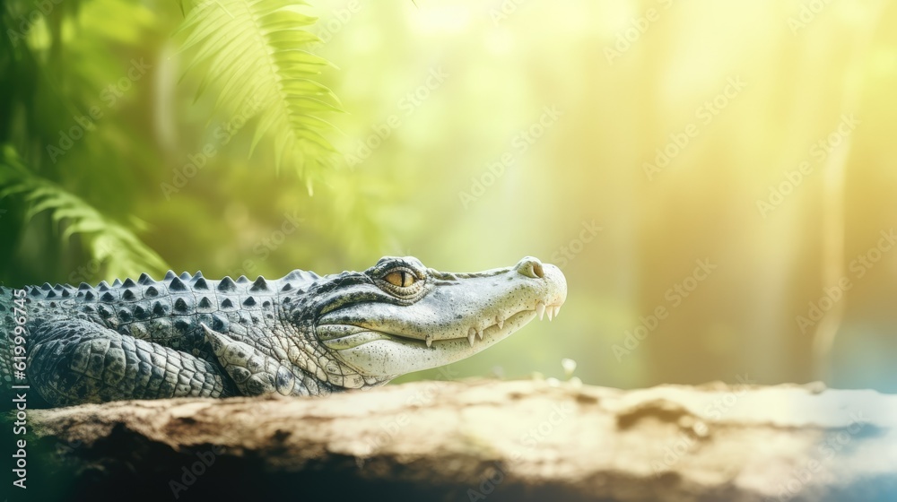 Naklejka premium Head of a large crocodile close-up in the riverside