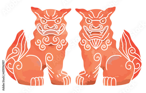 沖縄の魔除けシーサー像のベクターイラスト