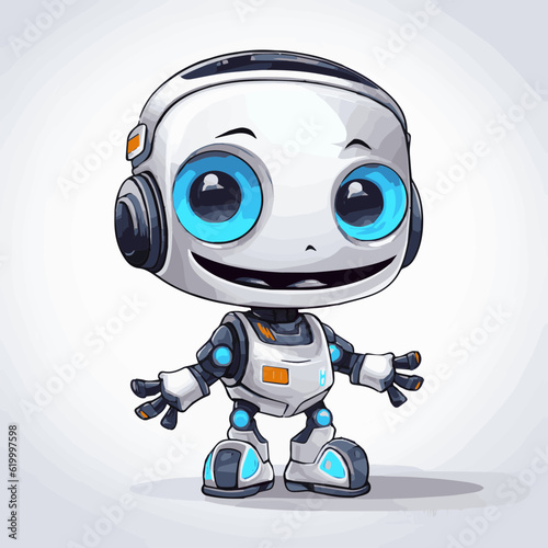 robot ai assistant cinematic detailed vector cartoon white background 