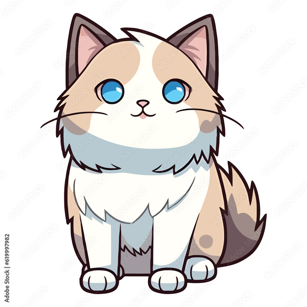 Obraz premium Feline Delight: Adorable Birman Cat in a 2D Artwork