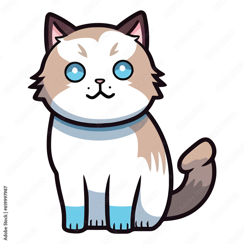 Feline Delight: Adorable Birman Cat in a 2D Artwork Feline Delight: Adorable Birman Cat in a 2D Artwork