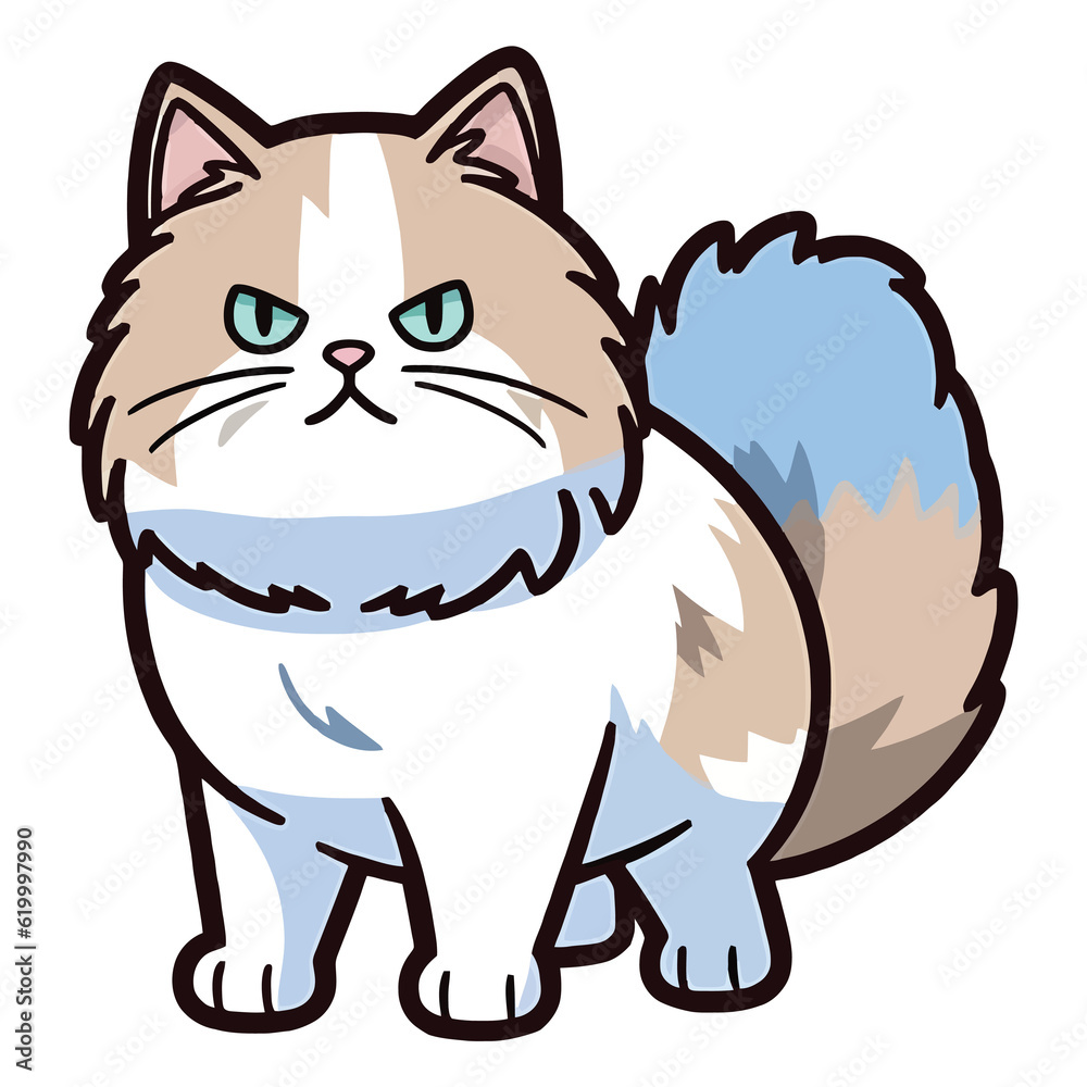 Feline Delight: Adorable Birman Cat in a 2D Artwork