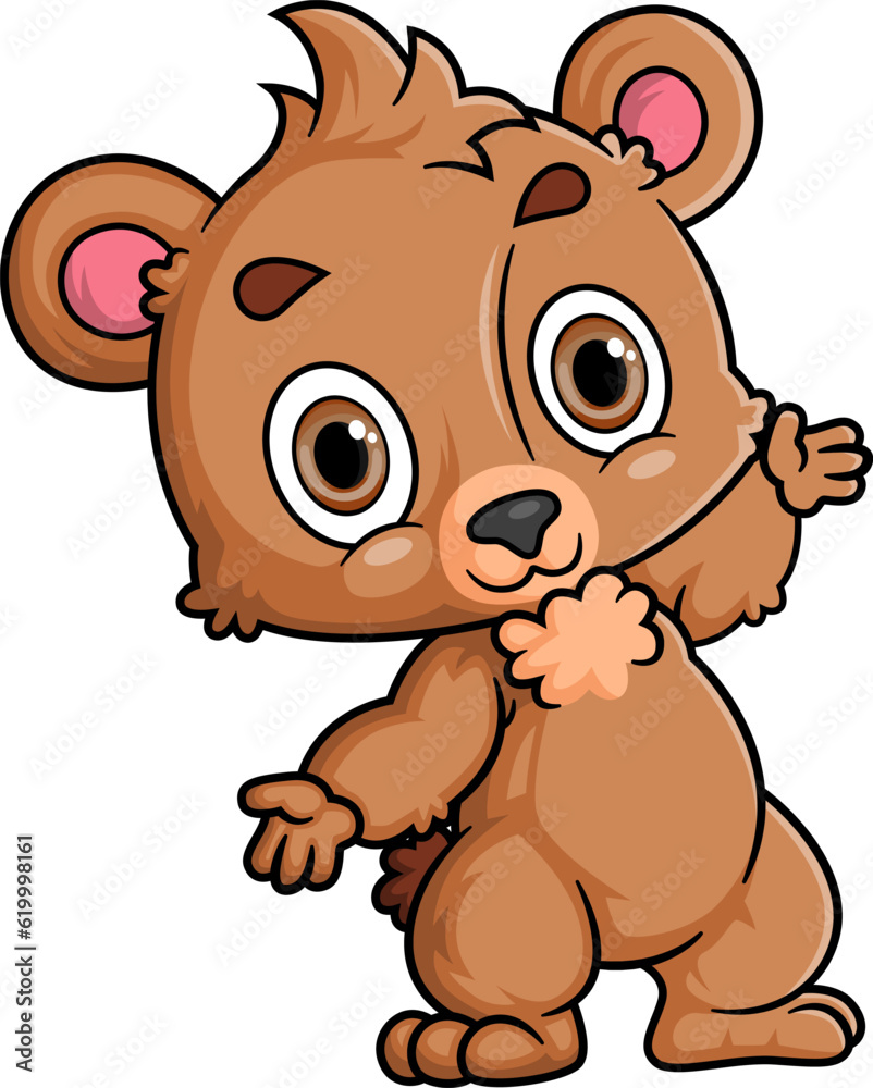 Fototapeta premium Cartoon funny little bear posing