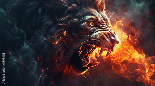 lion in flames
