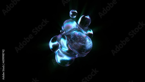 Abstract blue rotating ice spheres looped animation