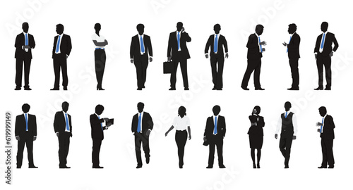Basic RGBSet of business people silhouette, man and woman team, isolated on white background © Rizal