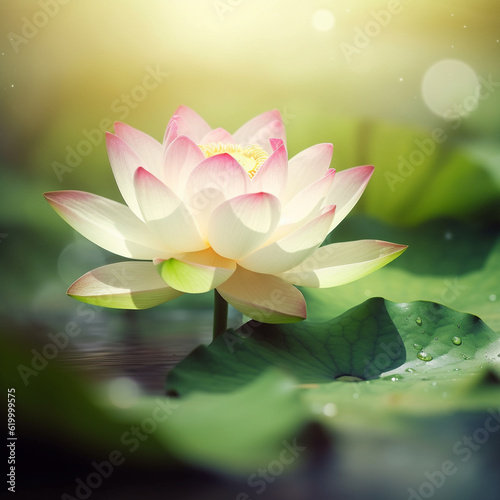 Pink lotus flower. Water flower. Natural Background with Lotus (Generative AI)