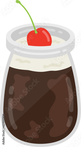 瓶に入った、コーヒゼリーのイラスト