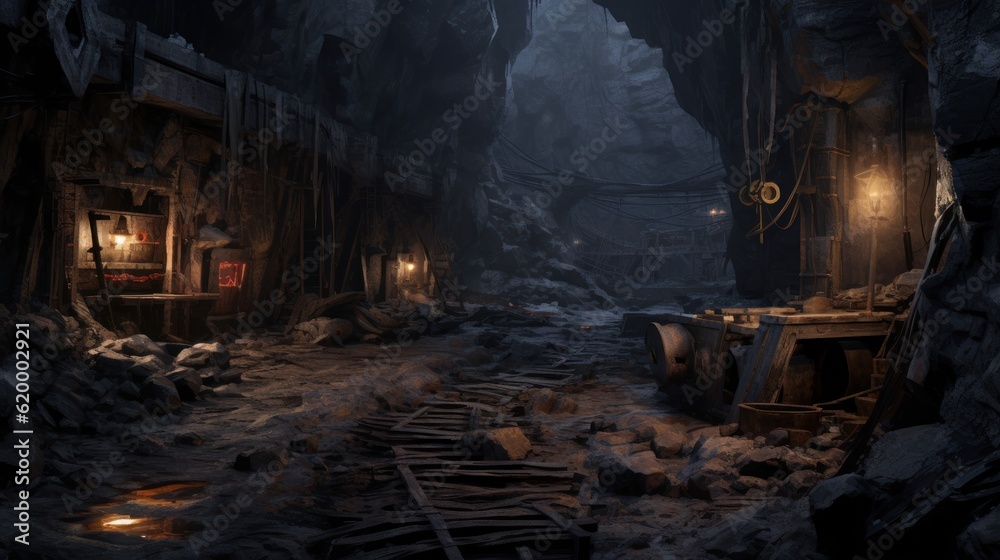 Obraz premium Old and abandoned mine game art