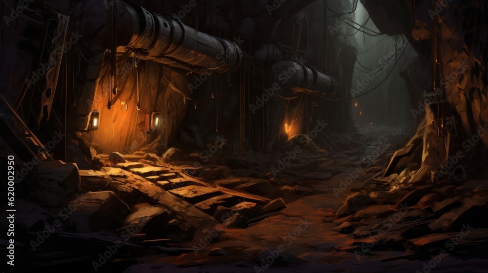 Obraz premium Old and abandoned mine game art