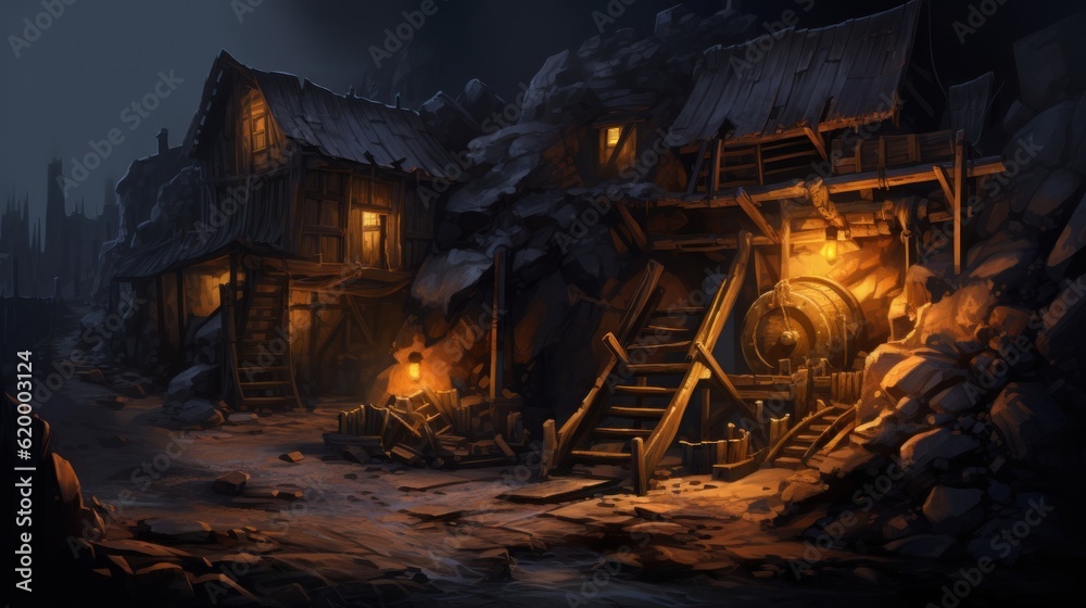 Old and abandoned mine game art Old and abandoned mine game art