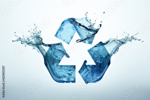 recycle symbol on white background | recycling symbol made of water