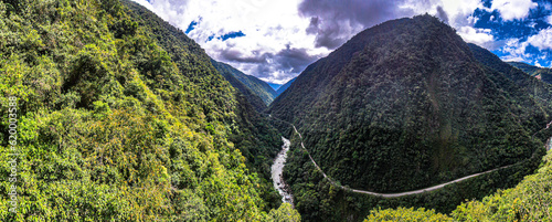 jungle panorama aerial view of Yanachaga Chemillén national park: selva central of peru close to la merzed photo