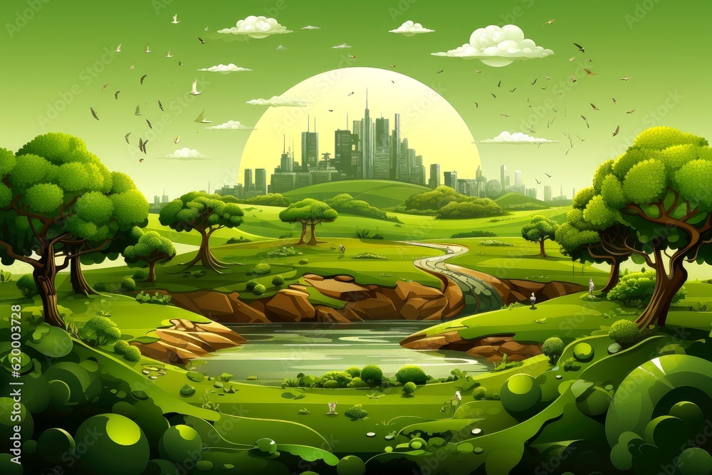llustration images, Ecosystem restoration, environment day concept tree background. Ecology project concept, Generative AI illustration