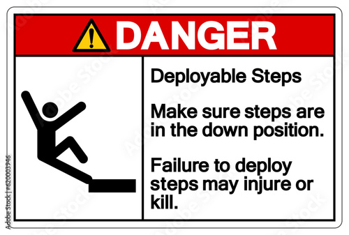 Danger Deployable Steps Symbol Sign ,Vector Illustration, Isolate On White Background Label. EPS10 photo