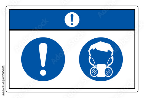 Notice Half Face Mask Respirator Symbol Sign ,Vector Illustration, Isolate On White Background Label. EPS10