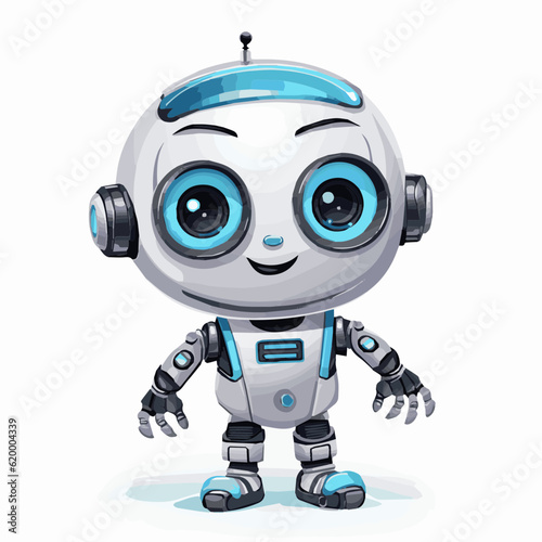 robot ai assistant cinematic detailed vector cartoon white background 