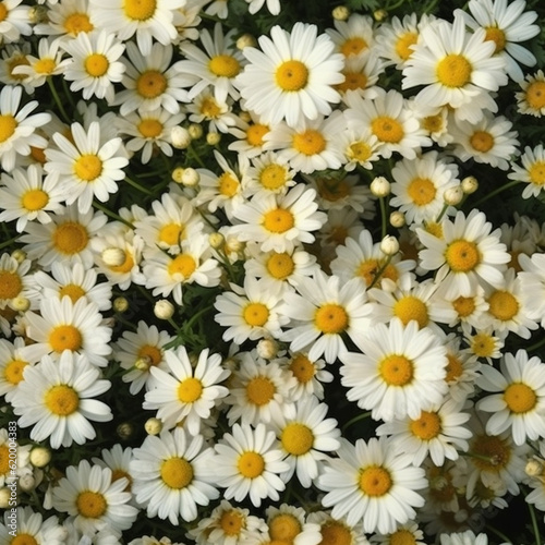 Daisies on white. Chamomile flowers background.  Generative AI 
