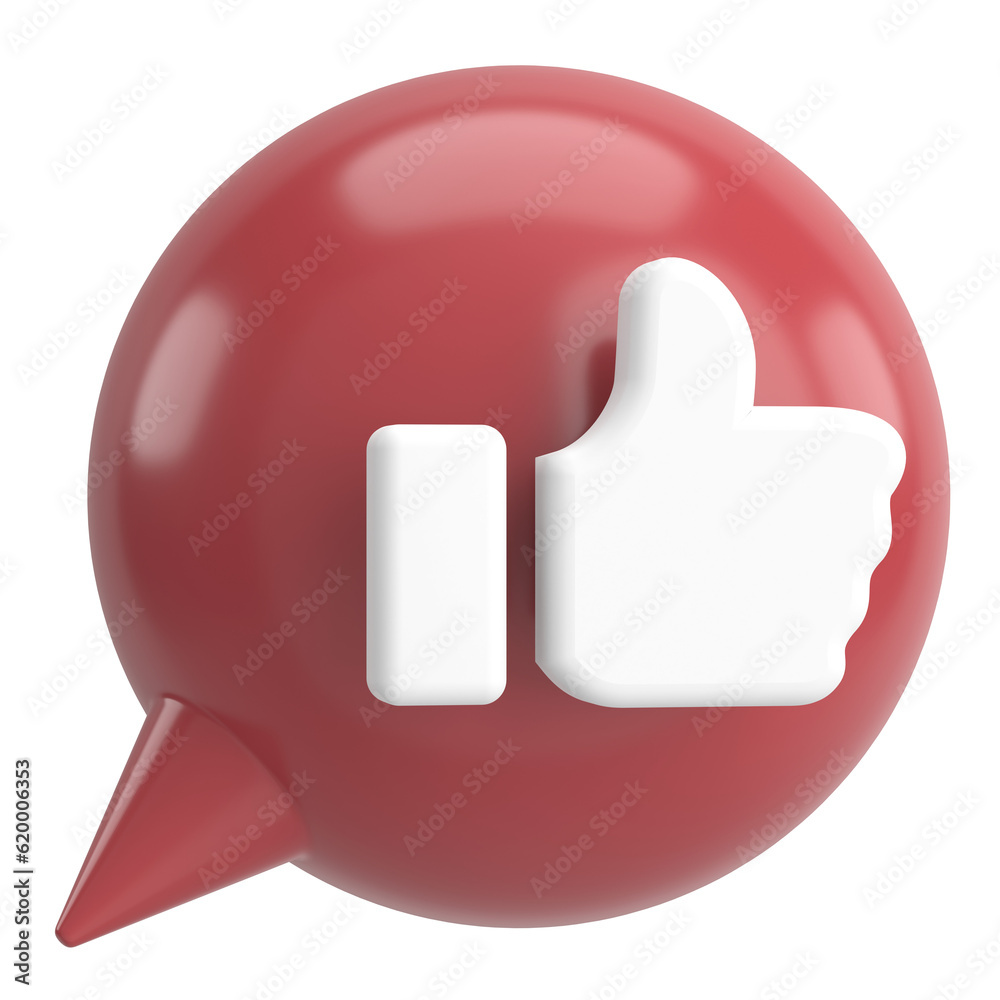 Like icon. Like button. 3D illustration.