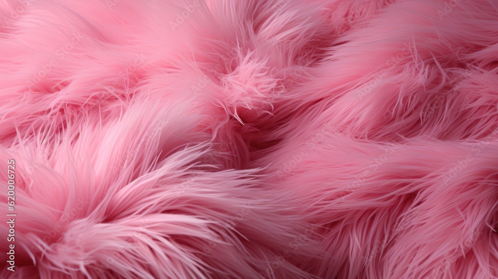 Pink fur texture background. Fluffy pink fur texture, Generative AI