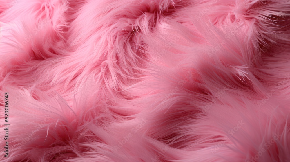 Pink fur texture background. Fluffy pink fur texture, Generative AI