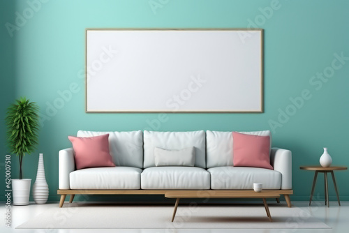 Artful Living: Cozy Living Room with Sofa for Wall Art Placement. Generative AI