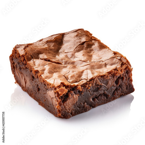 a delicious brownie on a pristine white table