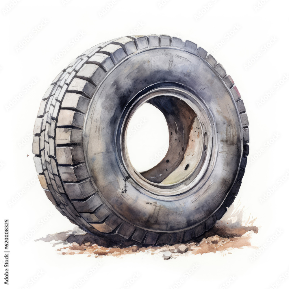 a realistic drawing of a tire on a clean white background