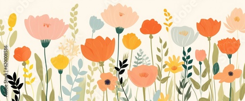 Wallpaper Mural flowers and foliage colorful pattern spring summer background Torontodigital.ca