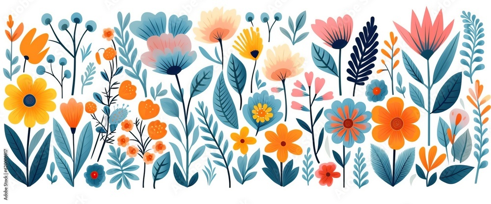 flowers and foliage colorful pattern spring summer background