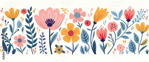 flowers and foliage colorful pattern spring summer background