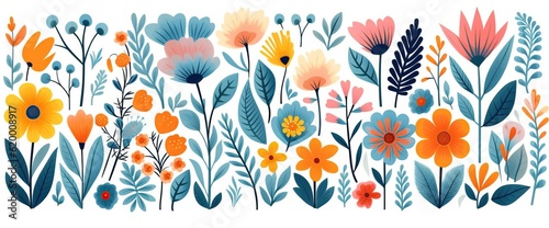 flowers and foliage colorful pattern spring summer background