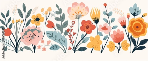 flowers and foliage colorful pattern spring summer background © EnelEva