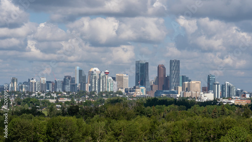 Calgary city  skyline view from a hill. Calgary, Alberta, Canada - July 4, 2023. © JHVEPhoto