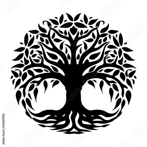 Yggdrasil tree, vector isolated on white background, tree of life, vector illustration.