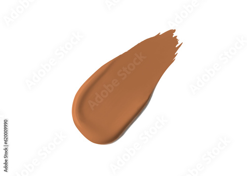 Peanut Butter creamy concealer cosmetic swipe smear smudge isolated on transparent background. peanut butter color brush stroke close up. Makeup cream texture background