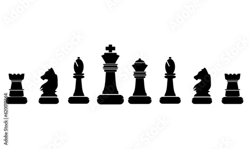 Set of black chess pieces.  