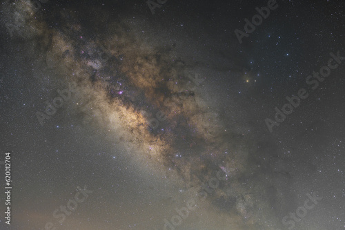 The center of the Milky Way galaxy and space dust in the universe. starry sky at night with stars